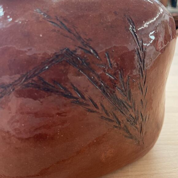 Studio Pottery Ikebana Bud Vase with Botanical Imprint & Inscription - Picture 3 of 6